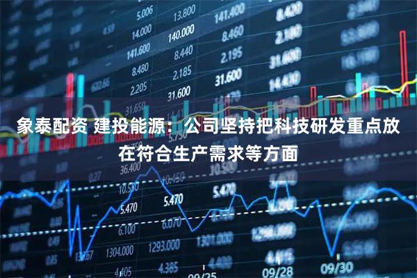 象泰配资 建投能源：公司坚持把科技研发重点放在符合生产需求等方面